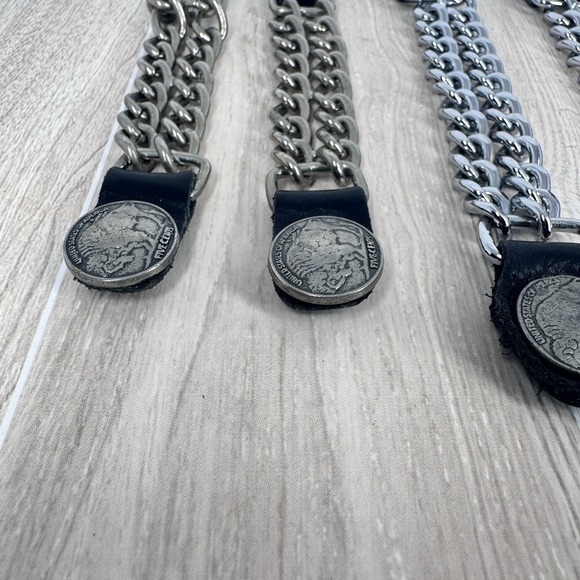Vintage Biker Chain Vest Extender Concho Set Buffalo Coin Snap Belt Lot - Picture 2 of 10